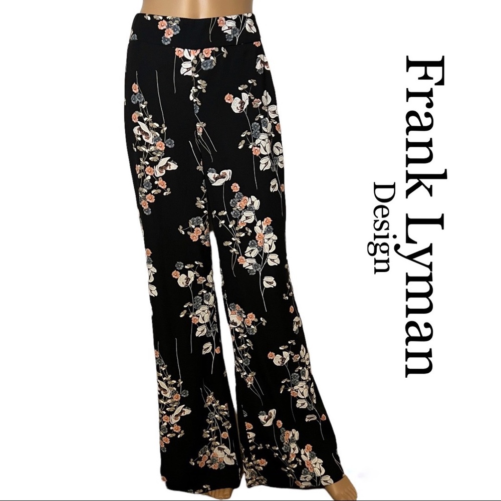 Frank Lyman Designer Floral Palazzo Wide Leg Pants New